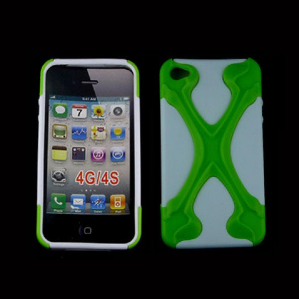 Wholesale iPhone 4 4S X Case (Green-White)